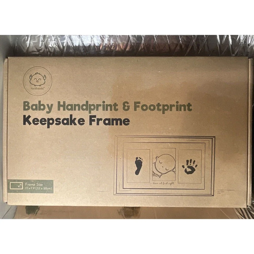 KeaBabies Wood Frame Baby's Print Frame, Can Hold Photos and Hand/Foot 13x7.9